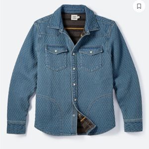 FLINT AND TINDER Quilted Bone Button Western Denim Shirt size Medium